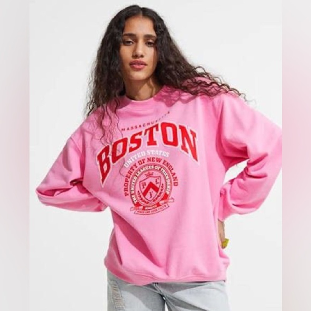 H&M Pink and Red Boston sweatshirt